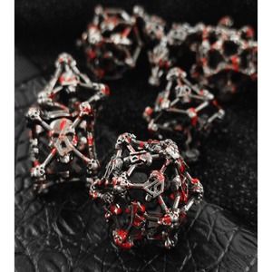 7 Piece Hollow Metal Dice Set Skull Series